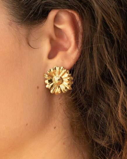 Boucles puces Daisy - fleur - argenté