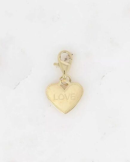 Charm - pampille coeur et message "LOVE"