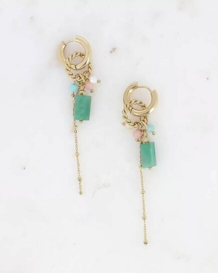 Créoles - anneau torsadé - Jaspe vert