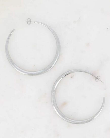 Créoles - Croissant de lune brossé 60mm - argenté