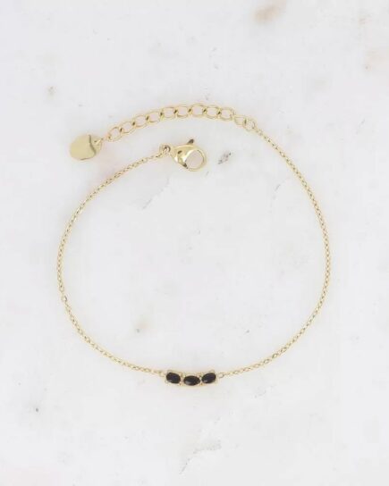 Bracelet Erica - 3 oxydes de zirconium - Doré noir