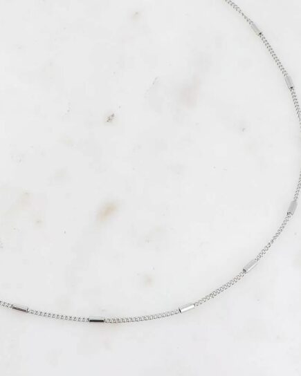 Collier - chaîne avec cylindres - argenté