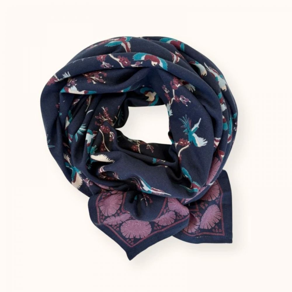 Big Foulard "Latika" - Cerisier Navy