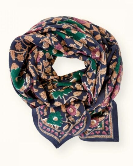 Big Foulard "Latika" - Coeur Navy Forest