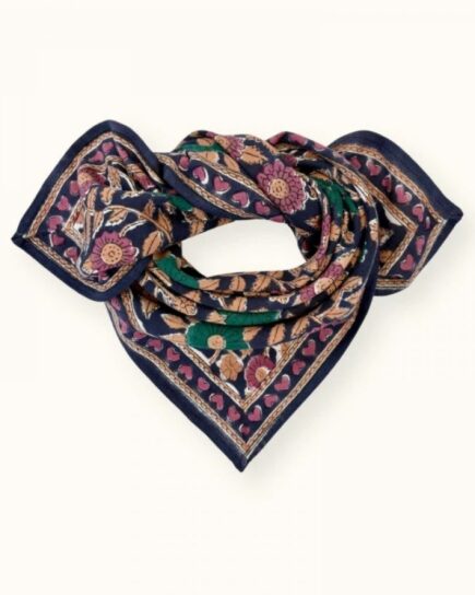 Small Foulard "Manika" - Coeur Navy Forest