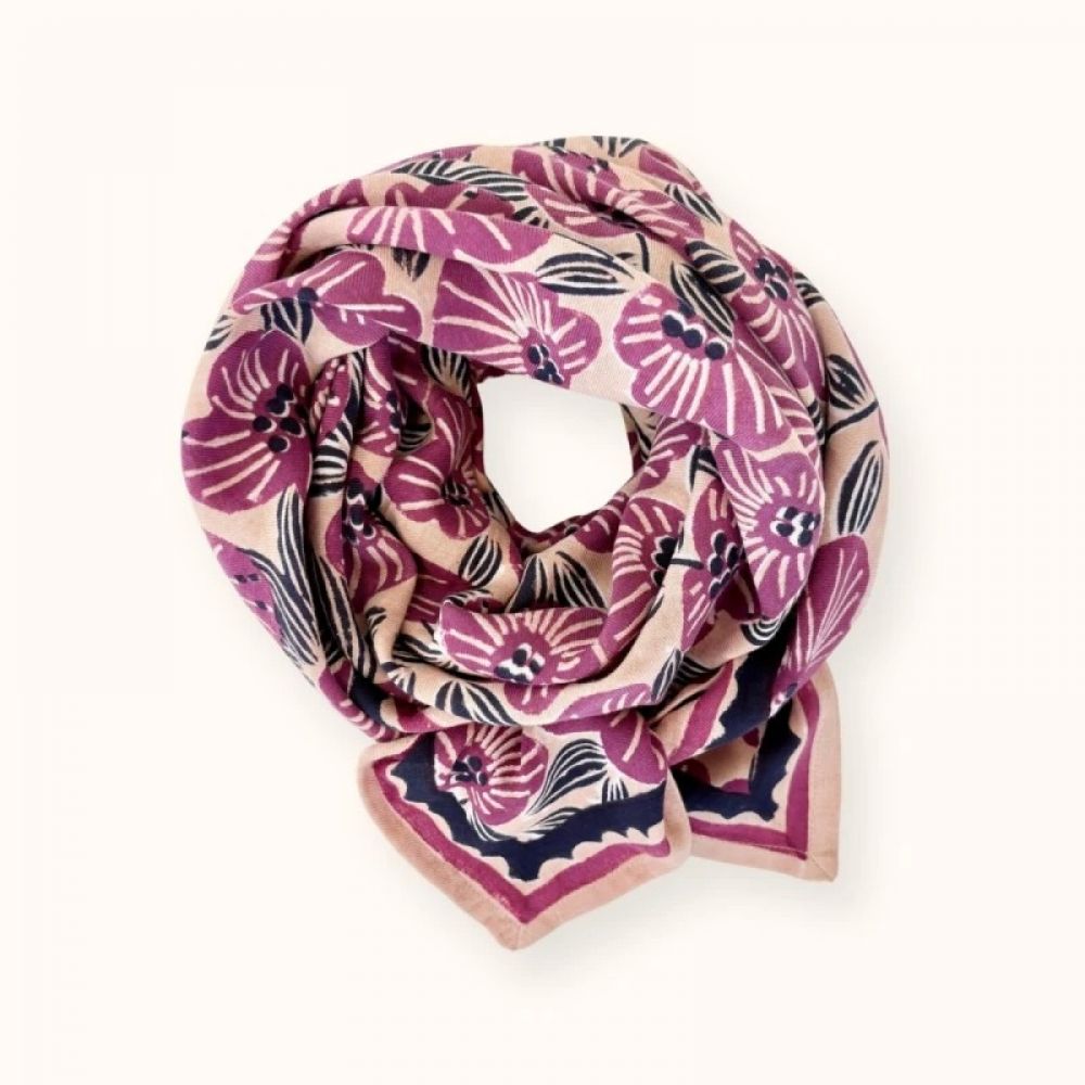 Big Foulard "Latika Amaryllis" - Amaryllis Macadamia Cherry