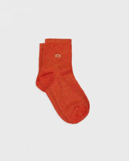 Chaussettes pailletées - Orange - en coton peigné unies