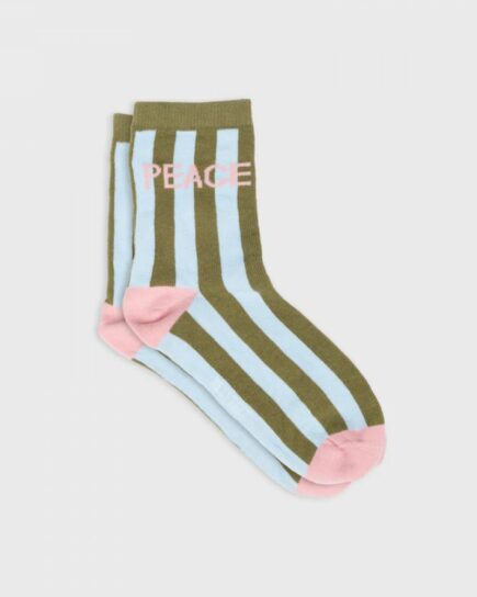 Chaussettes Rayées - Peace -  en coton peigné