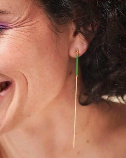Boucles d'oreilles chaine étincelle Vert