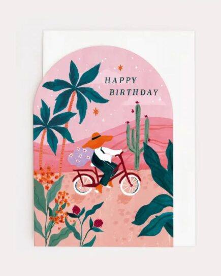 Carte d'Anniversaire Vélo Coucher de Soleil