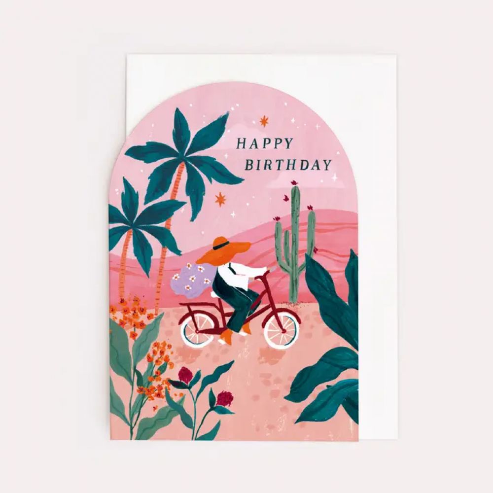Carte d'Anniversaire Vélo Coucher de Soleil