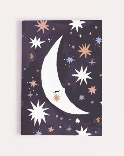 Carnet de poche Lune endormie | Mini journal à pages blanches