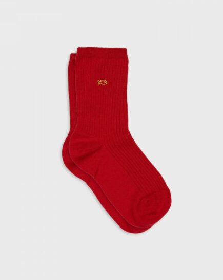 Chaussettes unies côtelées - Rouge