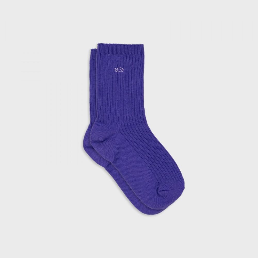Chaussettes unies côtelées - Violet
