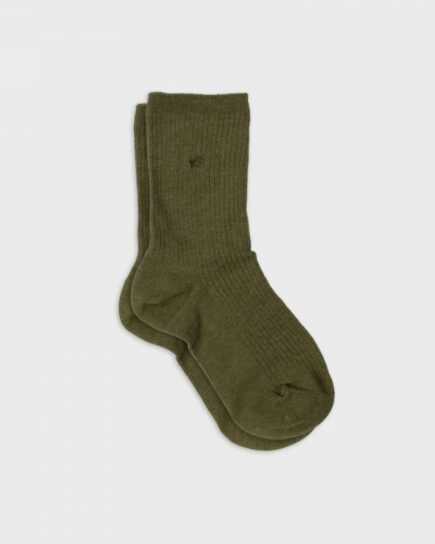 Chaussettes unies côtelées - Kaki