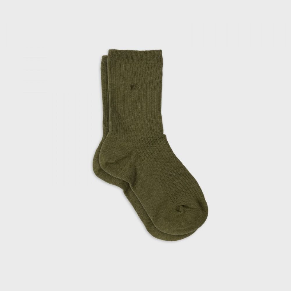 Chaussettes unies côtelées - Kaki