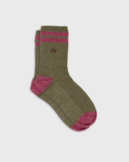 Chaussettes vintage pailletées - Kaki