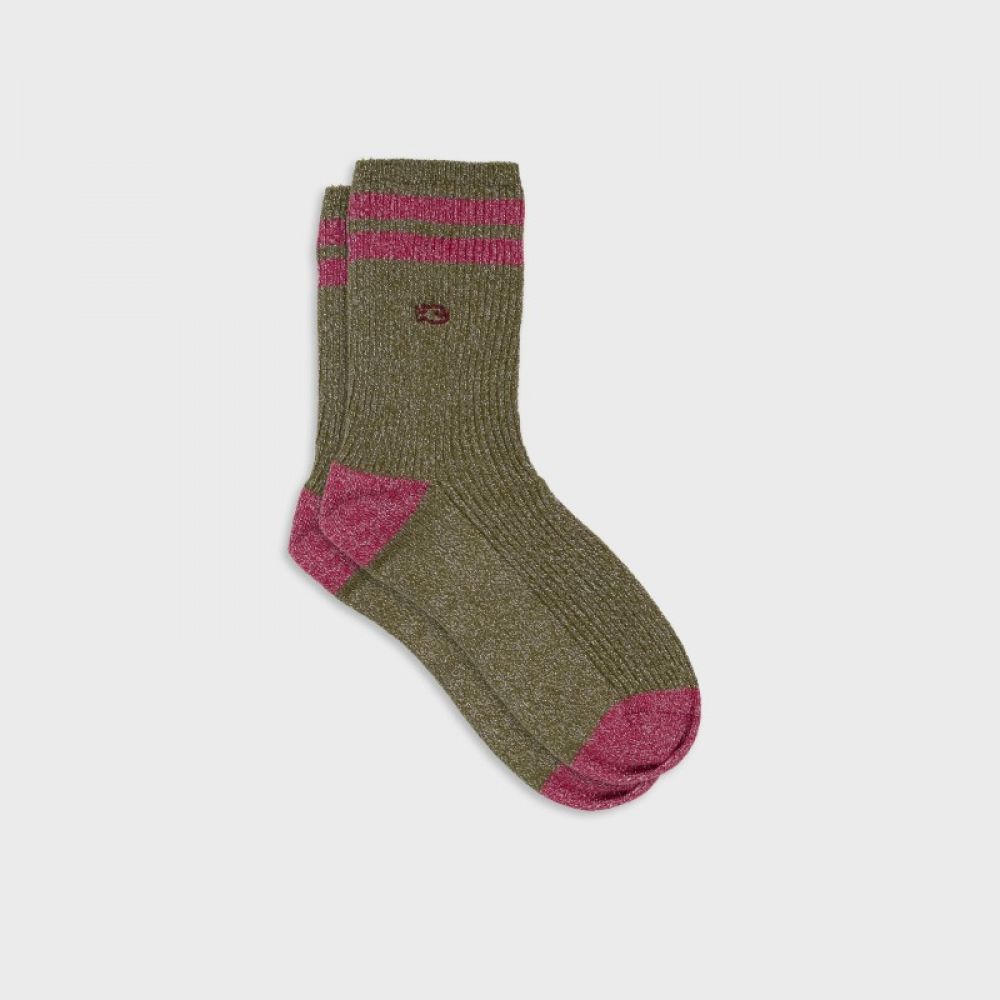 Chaussettes vintage pailletées - Kaki