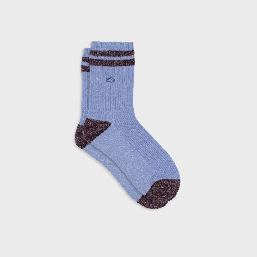 Chaussettes vintage pailletées - Bleu gris