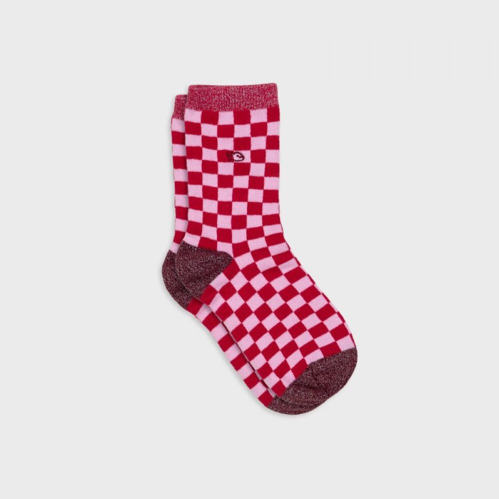 Chaussettes à carreaux - Rouge et rose