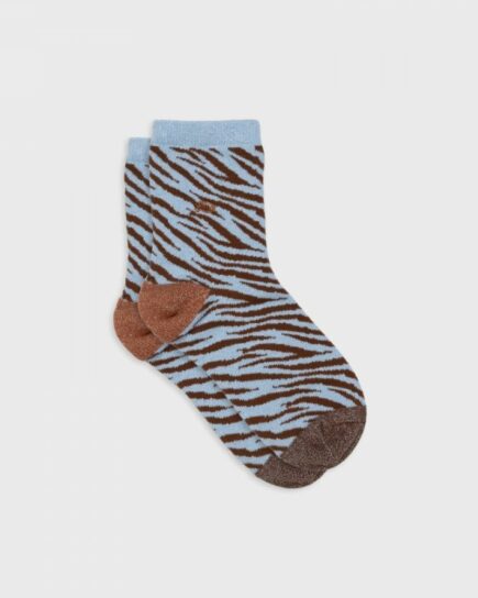 Chaussettes zèbre pailletées - Bleu et marron