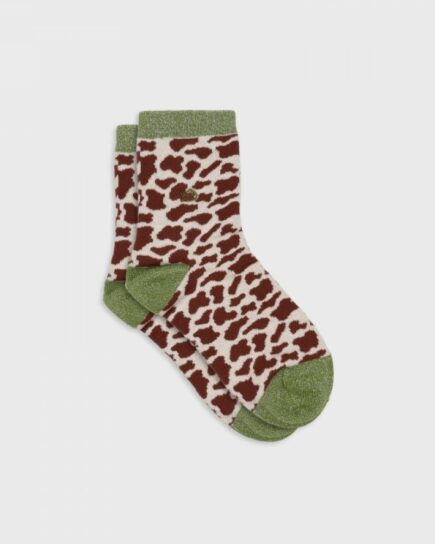 Chaussettes vaches pailletées - Marron et beige