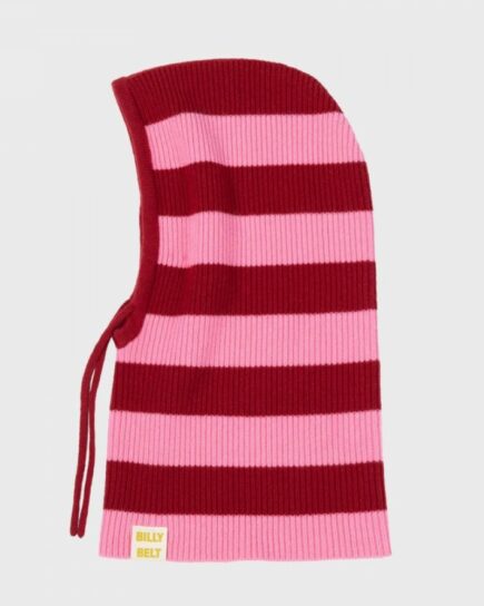 Cagoule en 100% laine - Rayé rose et bordeaux