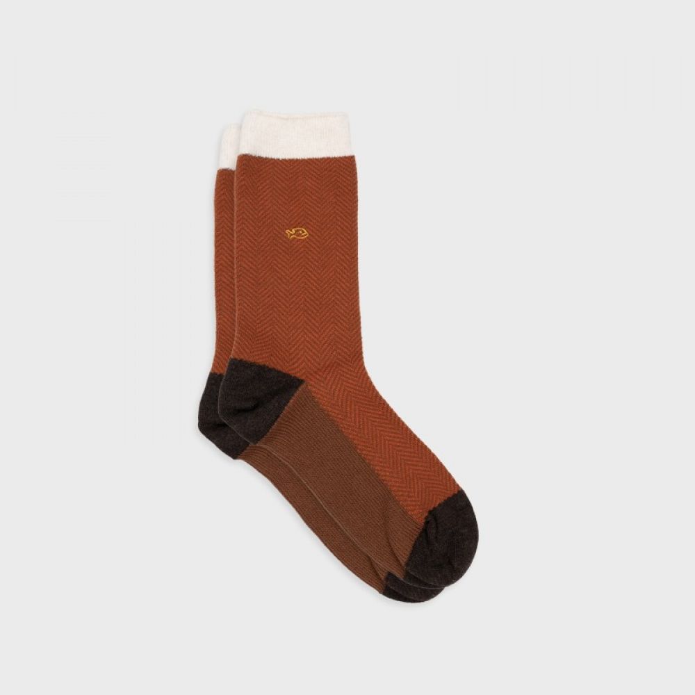 Chaussettes chevrons - Sépia