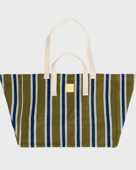 Sac cabas - Vert, rayé bleu