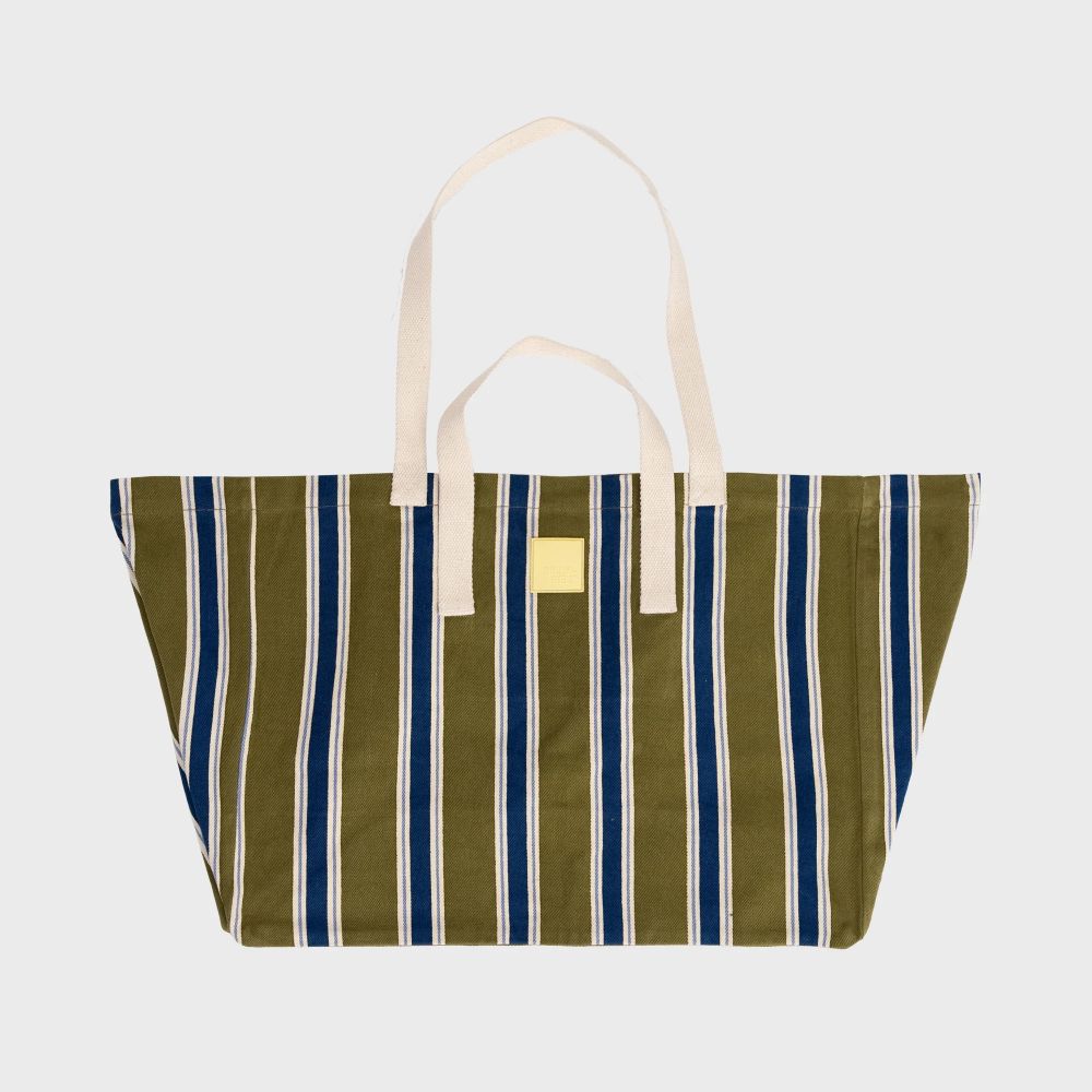Sac cabas - Vert, rayé bleu