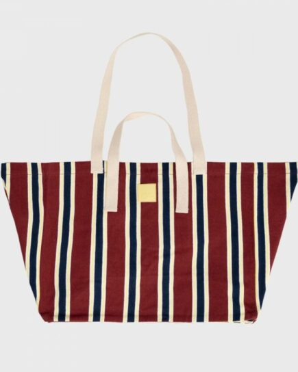 Sac cabas - Bordeaux, rayé bleu et jaune