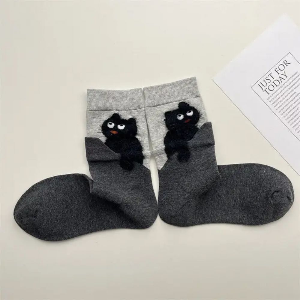 Chaussettes à motif chat Dark Grey