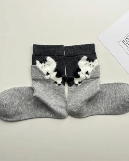 Chaussettes à motif chat Light Grey