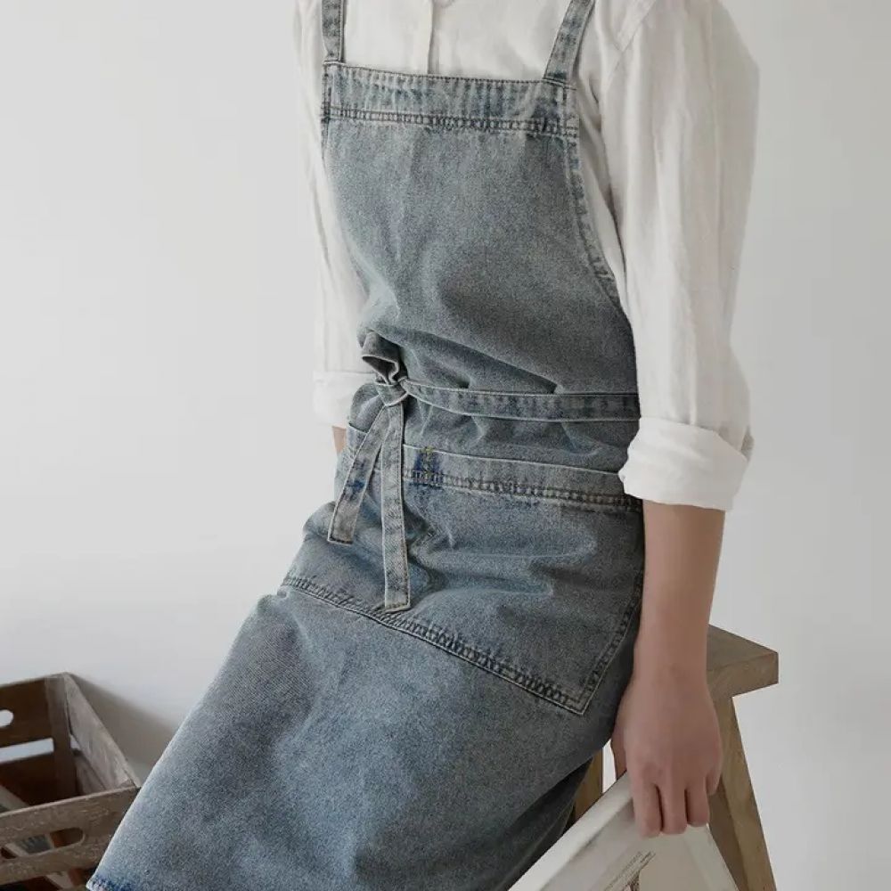 Tablier en denim Light Blue toile de coton robuste
