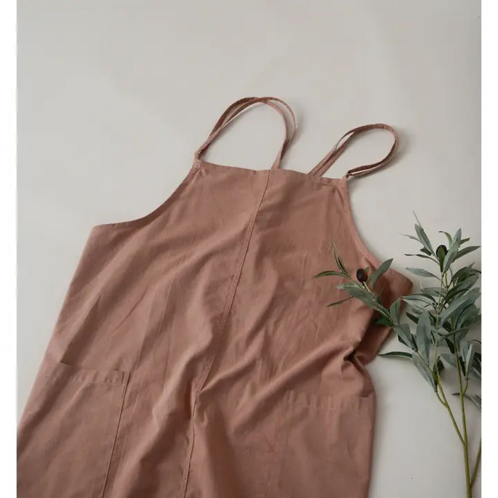 Tablier réglable Pink en coton-lin coréen