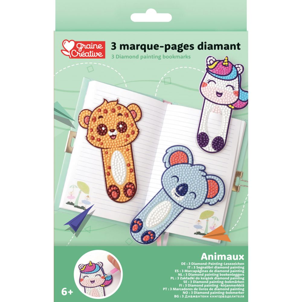 Kit Diamant Marques-pages Animaux 3 pièces