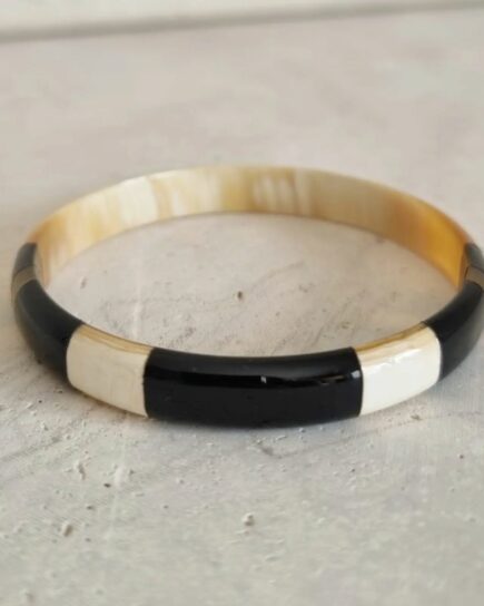 Bracelet Jonc Corne Black - Modèle Helios by Le Coin Sauvage - 1 cm