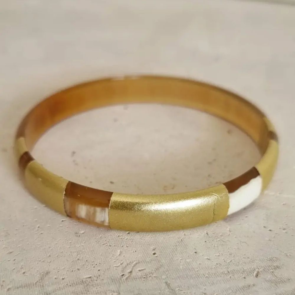 Bracelet Jonc Corne Gold - Modèle Helios by Le Coin Sauvage - 1 cm