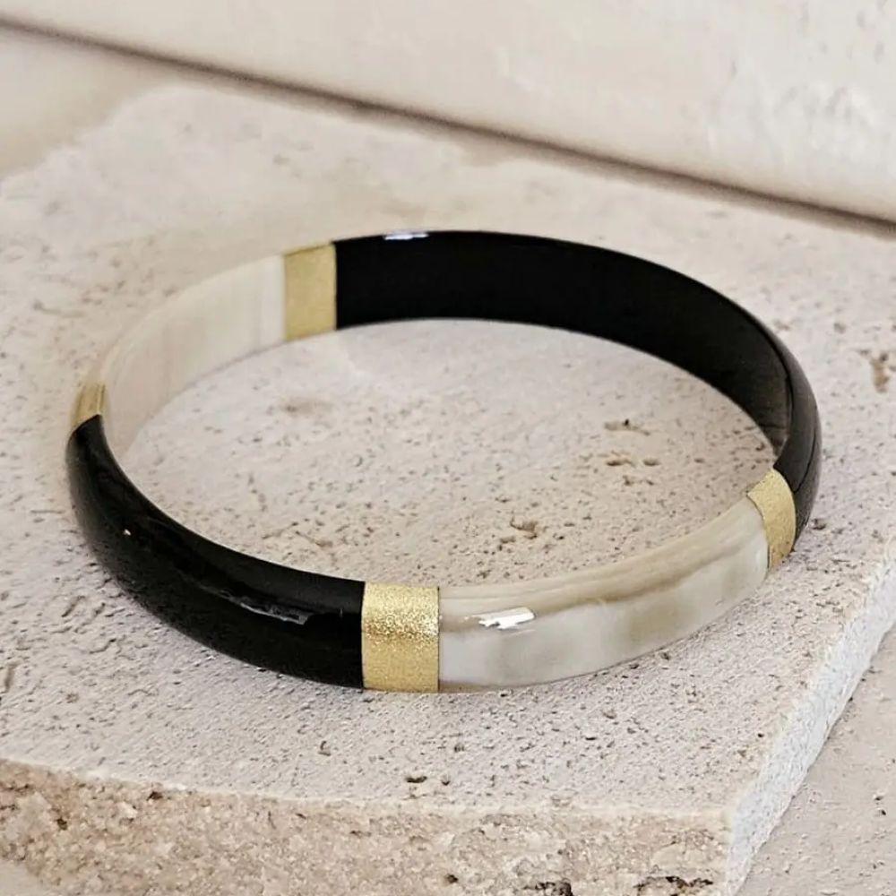 Bracelet Jonc Corne Black- Tanagra - Le Coin Sauvage - 1cm