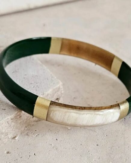 Bracelet Jonc Corne Kaki - Tanagra - Le Coin Sauvage - 1cm
