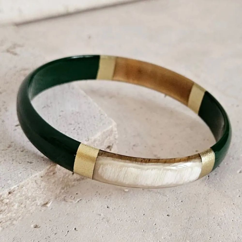 Bracelet Jonc Corne Kaki - Tanagra - Le Coin Sauvage - 1cm