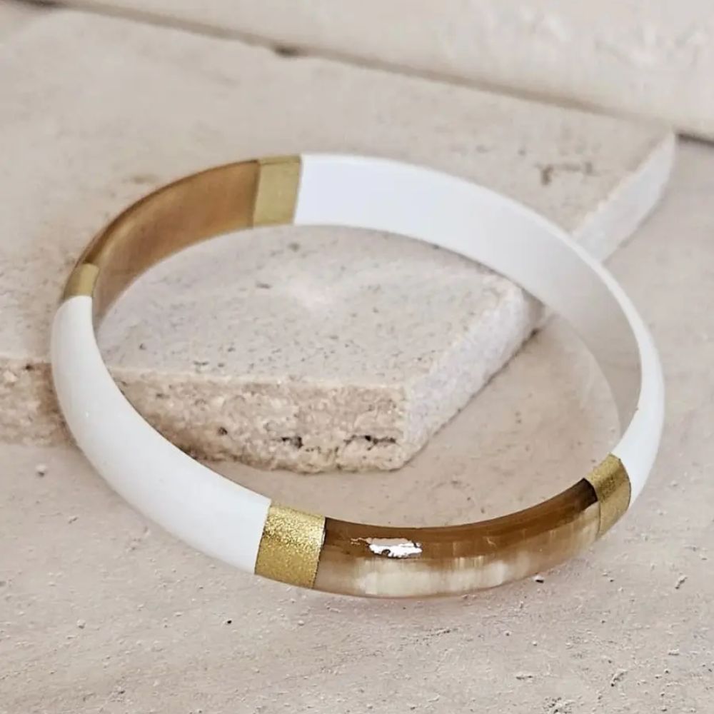 Bracelet Jonc Corne White - Tanagra - Le Coin Sauvage - 1cm