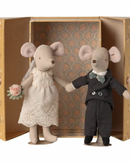 Couple de souris de mariage dans une boîte, maman et papa